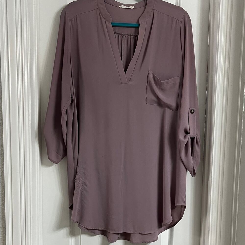 Lush Mauve Blouse with Pocket Detail Size XL